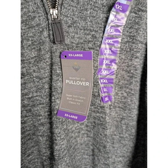 Member's Mark Sweater Mens 2XL Gray Mock Neck Quarter Zip Pullover Stretch - Picture 3 of 9